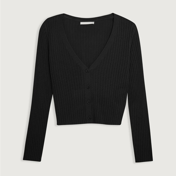 OAK + FORT Long Sleeve Cardigans (set of two: Misty Blue and Black) - Picture 2 of 7